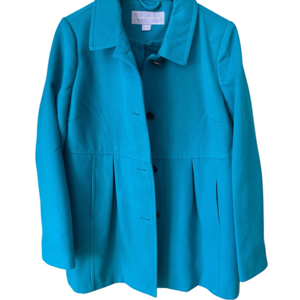 Laura Scott Women's Vibrant Blue/Teal Pea Coat